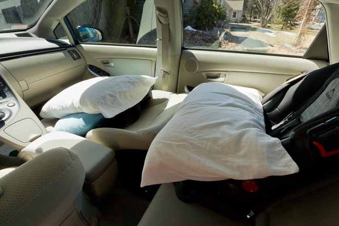 car with cushions